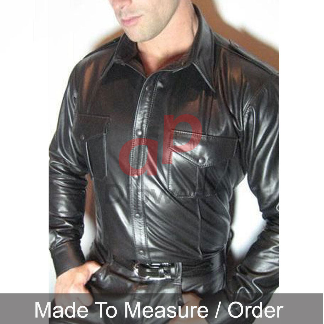 Leather Police Shirt Long Sleeves
