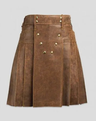 Men’s Real With Back Pockets Club Wear UTILITY Leather Kilt