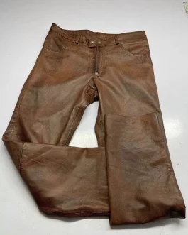 Men’s Real Natural Grain Vintage 5 Pockets Bikers Pants