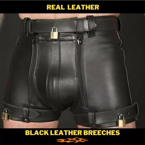 MENS LEATHER BONDAGE / RESTRAINTS CHASTITY SHORTS