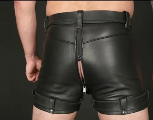 MENS LEATHER BONDAGE / RESTRAINTS CHASTITY SHORTS