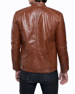 Men’s Real Vintage Leather Quilted Panels Cafe Racer Jacket, Bikers Jacket