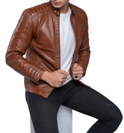 Quilted Panels Cafe Racer Jacket