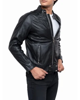 Men’s Real Lamb Leather CAFE Racer Jacket, Bikers Jacket