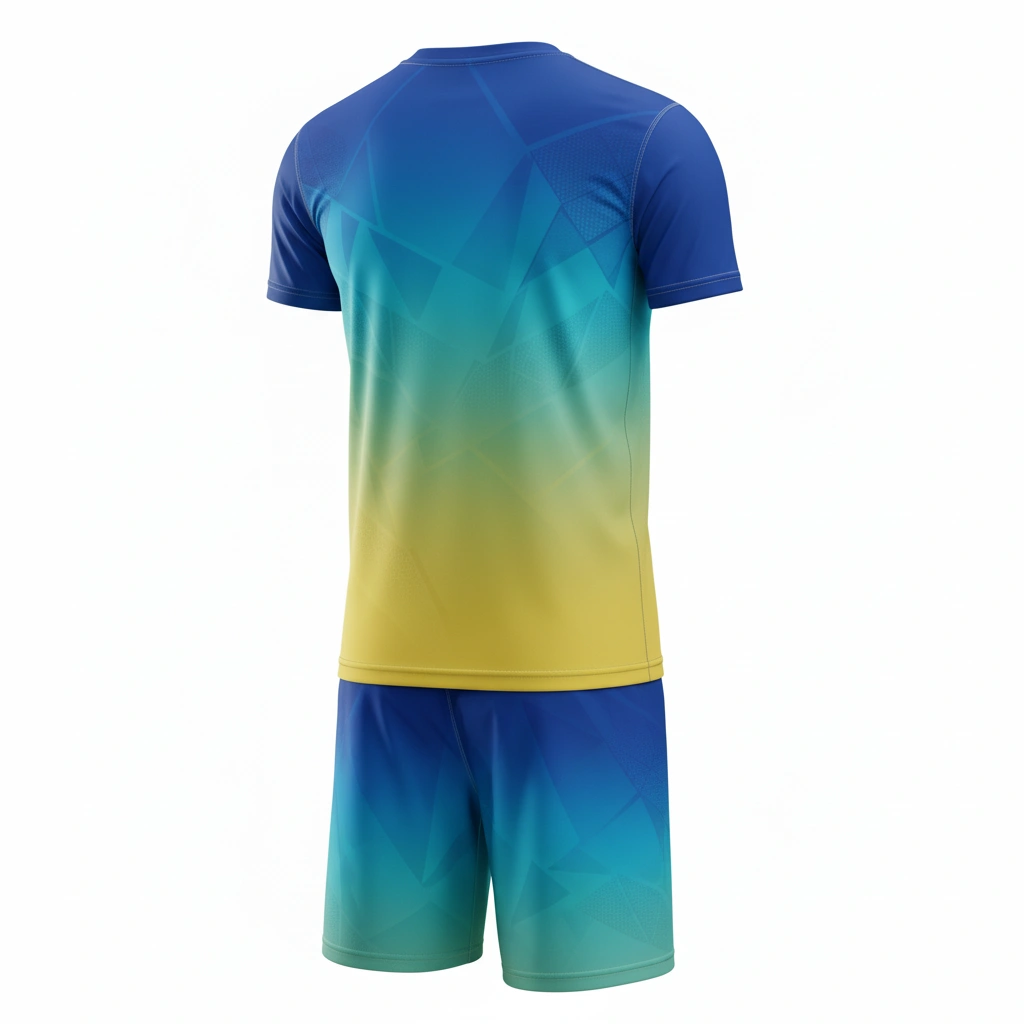 Spectrum Volleyball Uniform Set – Blue Green Yellow Dip Wear 2 Spectrum volleyball uniform set in blue, green, and yellow Dip Wear design, professional athletic gear for players
