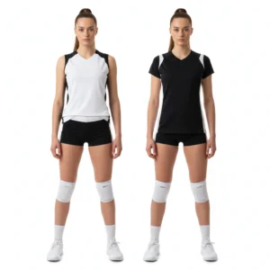 Contrast volleyball uniform set in black and white Dip Wear design, professional athletic gear for players