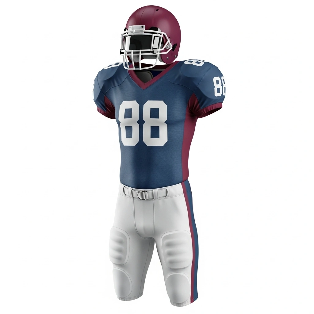 Premium American Football Uniform – Customizable Team Jersey & Padded Pants | Dip Wear 1 American football uniform front view, durable polyester sportswear set for athletes