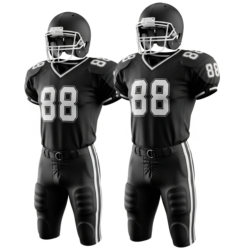 Black American Football Uniform – Custom Number 88 Padded Performance Kit by Dip Wear 1 American football uniform with custom number 88, padded performance kit by Dip Wear