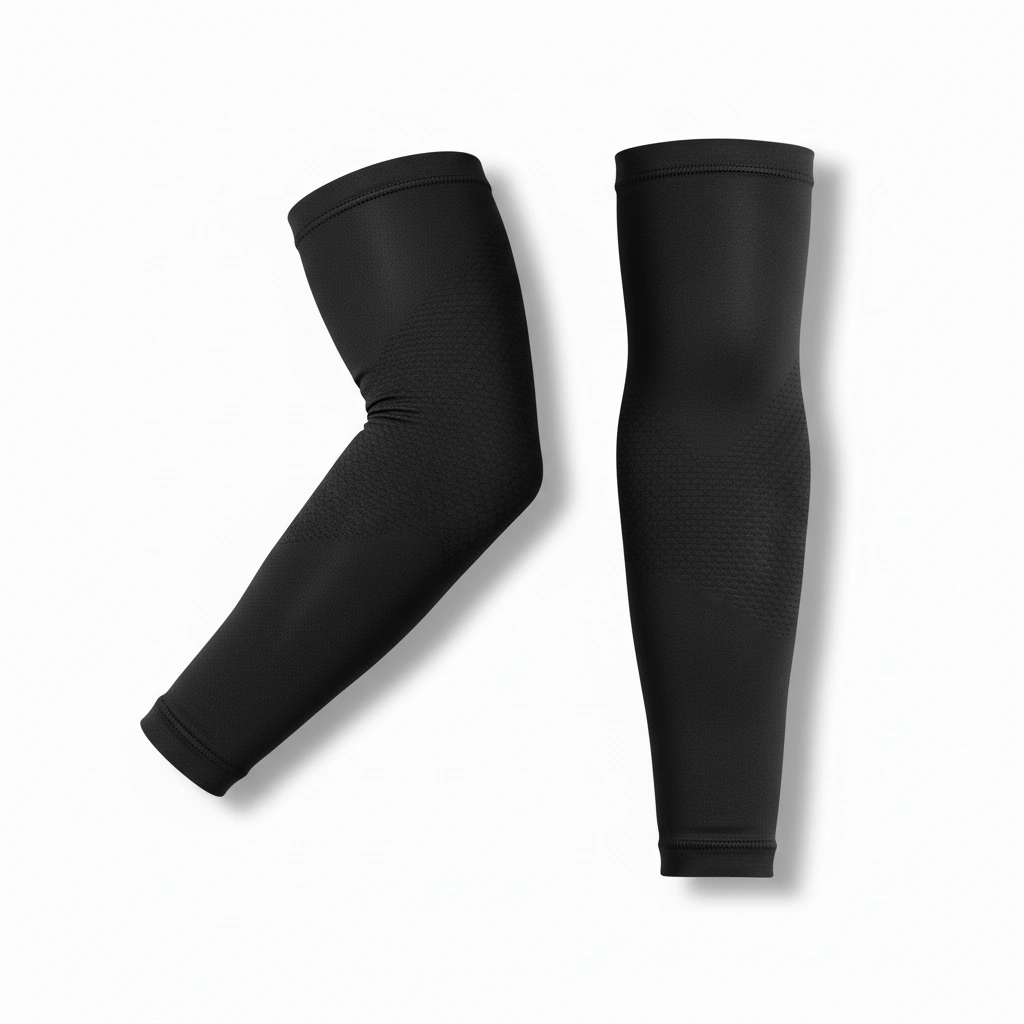 Compression Arm Sleeves – Black FlexFit 2 Black compression arm sleeves FlexFit design, athletic performance wear for sports and training