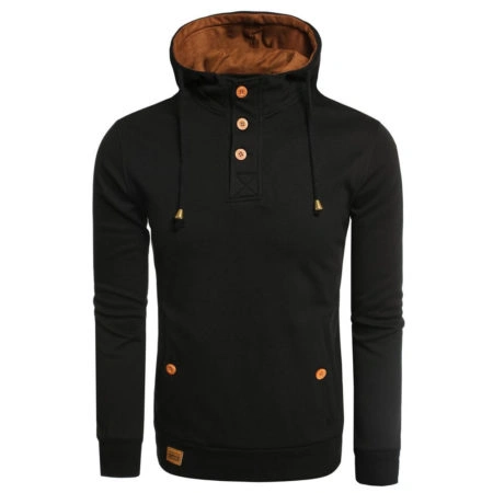 Urban Monarch Pullover Hoodie – Black with Brown Accents 1 Black fashion casual hooded pullover with modern fit