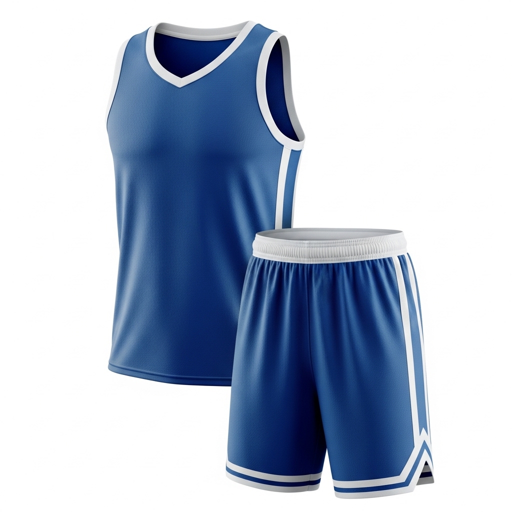 Blue Arrow Basketball Kit – Chevron Trim Edition 1 Blue basketball tracksuit set for men, sporty athletic wear for training and casual fashion