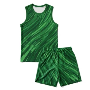 Apple green basketball tracksuit with sublimation design, athletic wear set for men