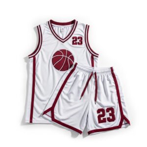 Blue basketball tracksuit with front embroidery design, athletic wear for men