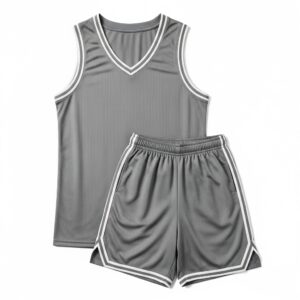 Gray basketball tracksuit set for men, athletic wear with modern sporty design