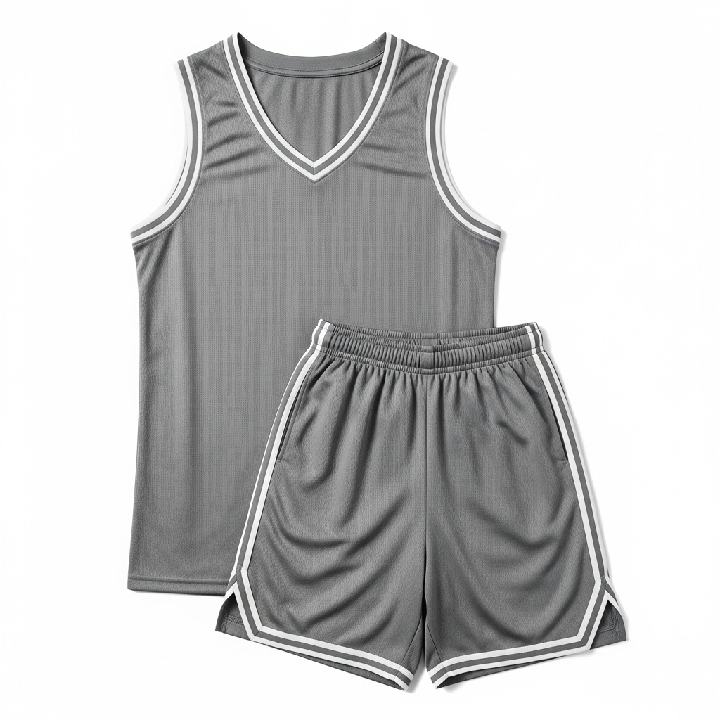 Steel Drive Basketball Kit – Gray Precision Edition 1 Gray basketball tracksuit set for men, athletic wear with modern sporty design