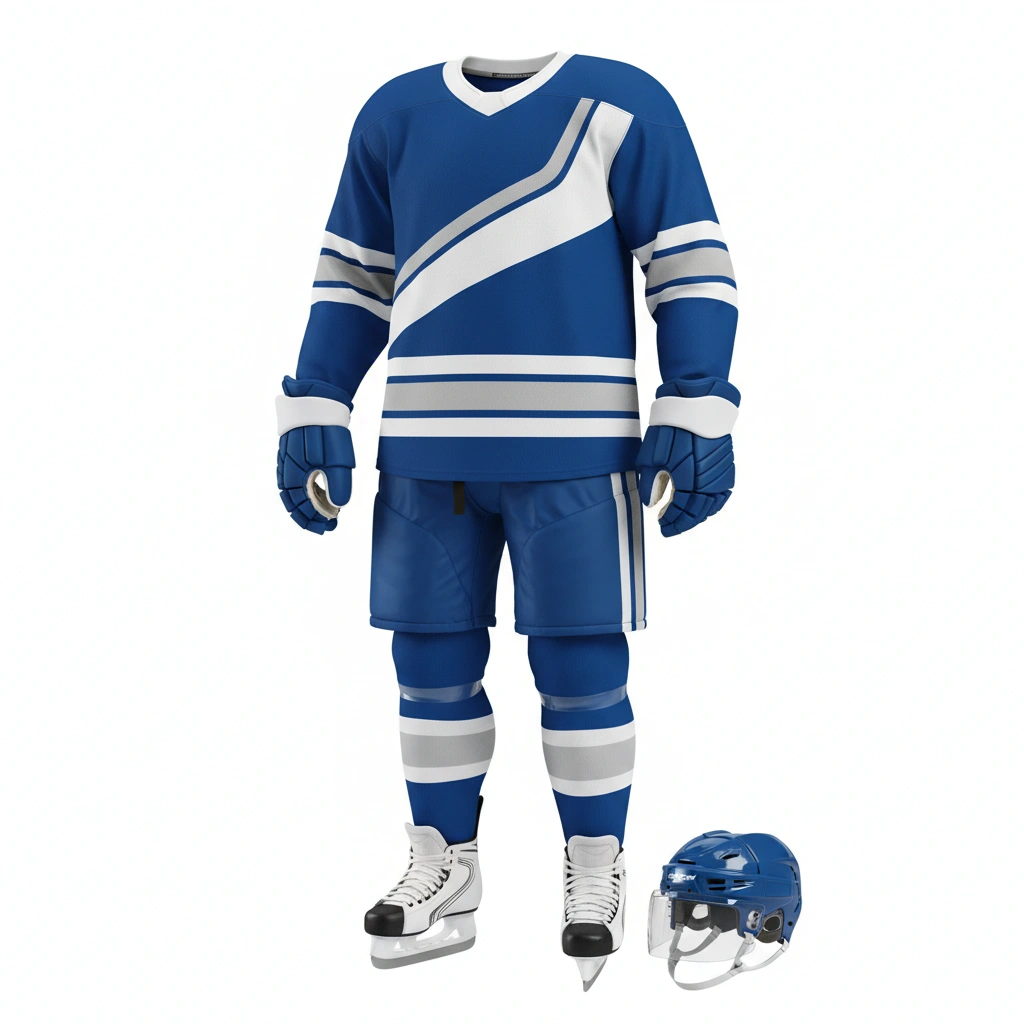 Ice Hockey Uniform – Blue Stripe Series 1 Ice hockey uniform Blue Stripe Series in team colors, professional athletic gear for players
