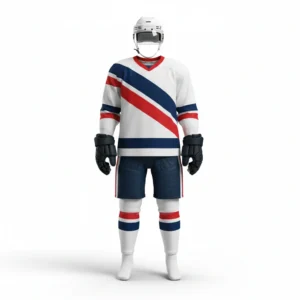 Ice hockey uniform White Tricolor Series in team colors, professional athletic gear for players