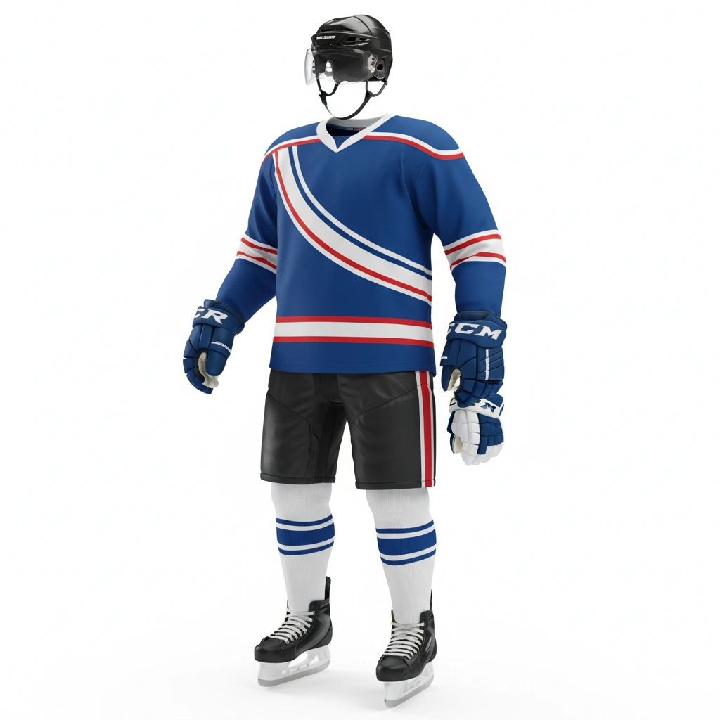 Ice Hockey Uniform – Blue CurveStrike Edition 2 Ice hockey uniform Blue CurveStrike Edition in team colors, professional athletic gear for players