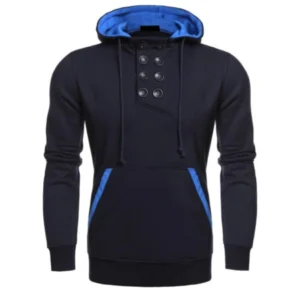 Navy blue hooded button pullover fleece hoodie with casual fit This alt text is descriptive, keyword-rich, and accessibility-friendly—ideal for SEO and screen readers. 📝 Short Description Casual navy blue fleece hoodie with button-up front, hooded design, and relaxed pullover fit. Perfect for WordPress media library or product gallery captions. Would you like me to help you generate the title tag, meta description, and product tags for this hoodie as well? I can also tailor it for USA, Europe, or global audiences.