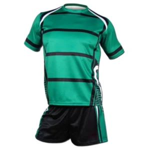 Shell rugby uniform in green, black, and white Dip Wear design, professional athletic gear for players