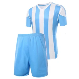 Striped football uniform in light blue and white Dip Wear design, professional athletic gear for players