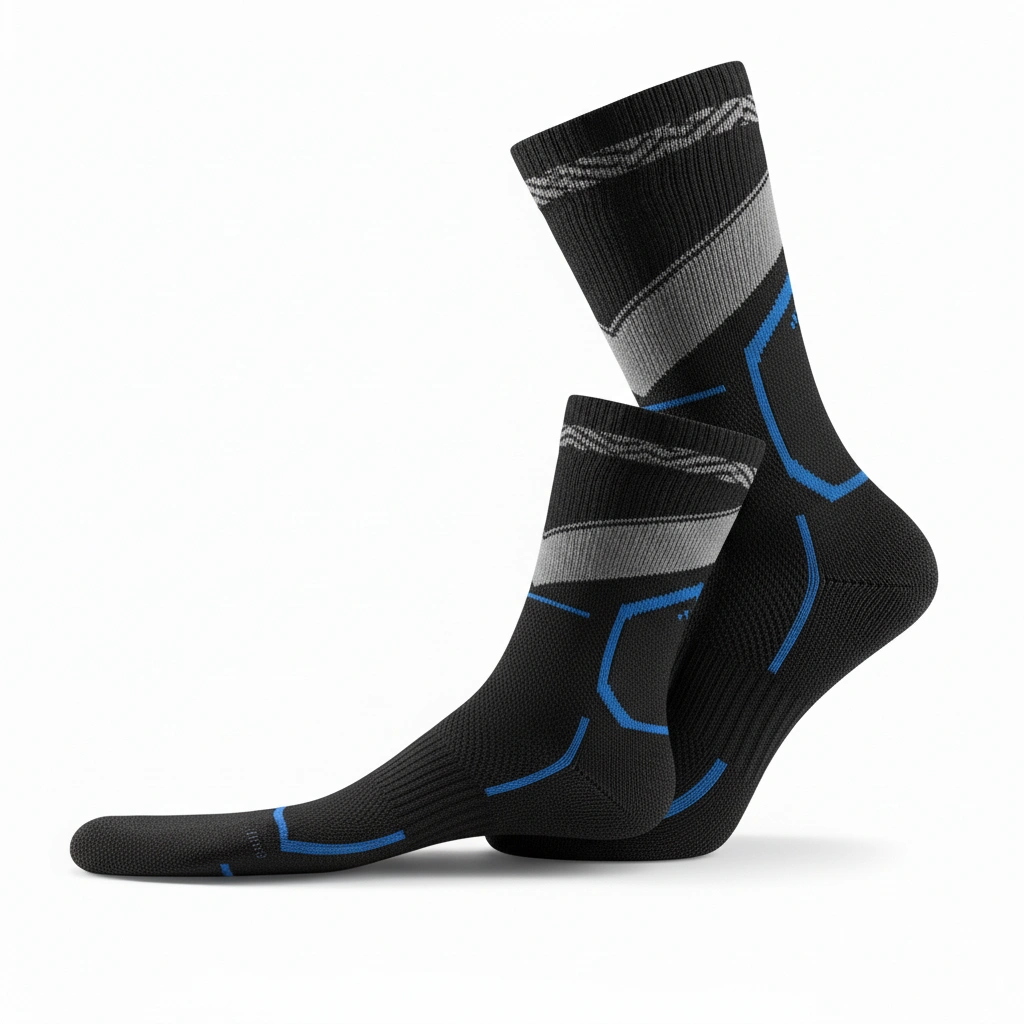 Performance Socks – Black WaveLine Support 2 Performance socks in black WaveLine Support design, non-slip athletic wear for training and sports