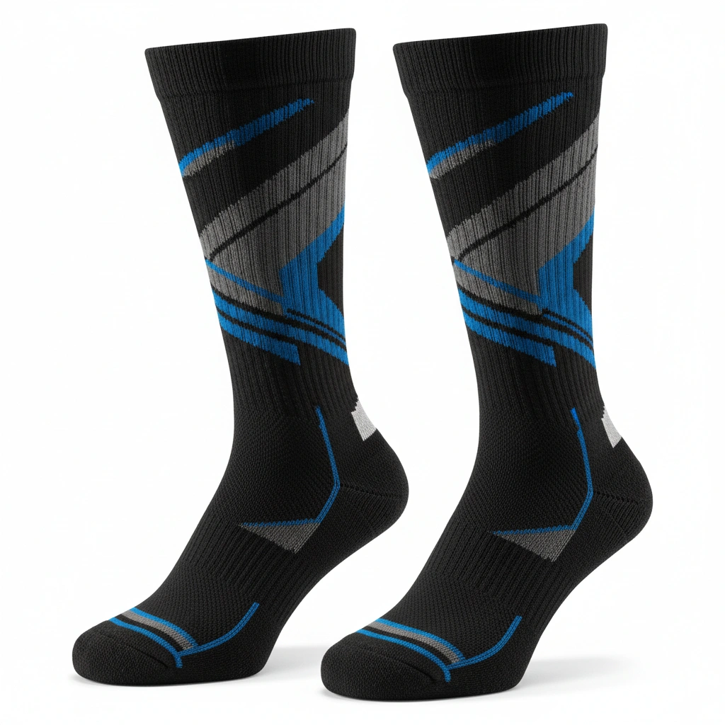 Performance Socks – Black GeoPulse 1 Performance socks in black GeoPulse design, athletic support wear for training and sports