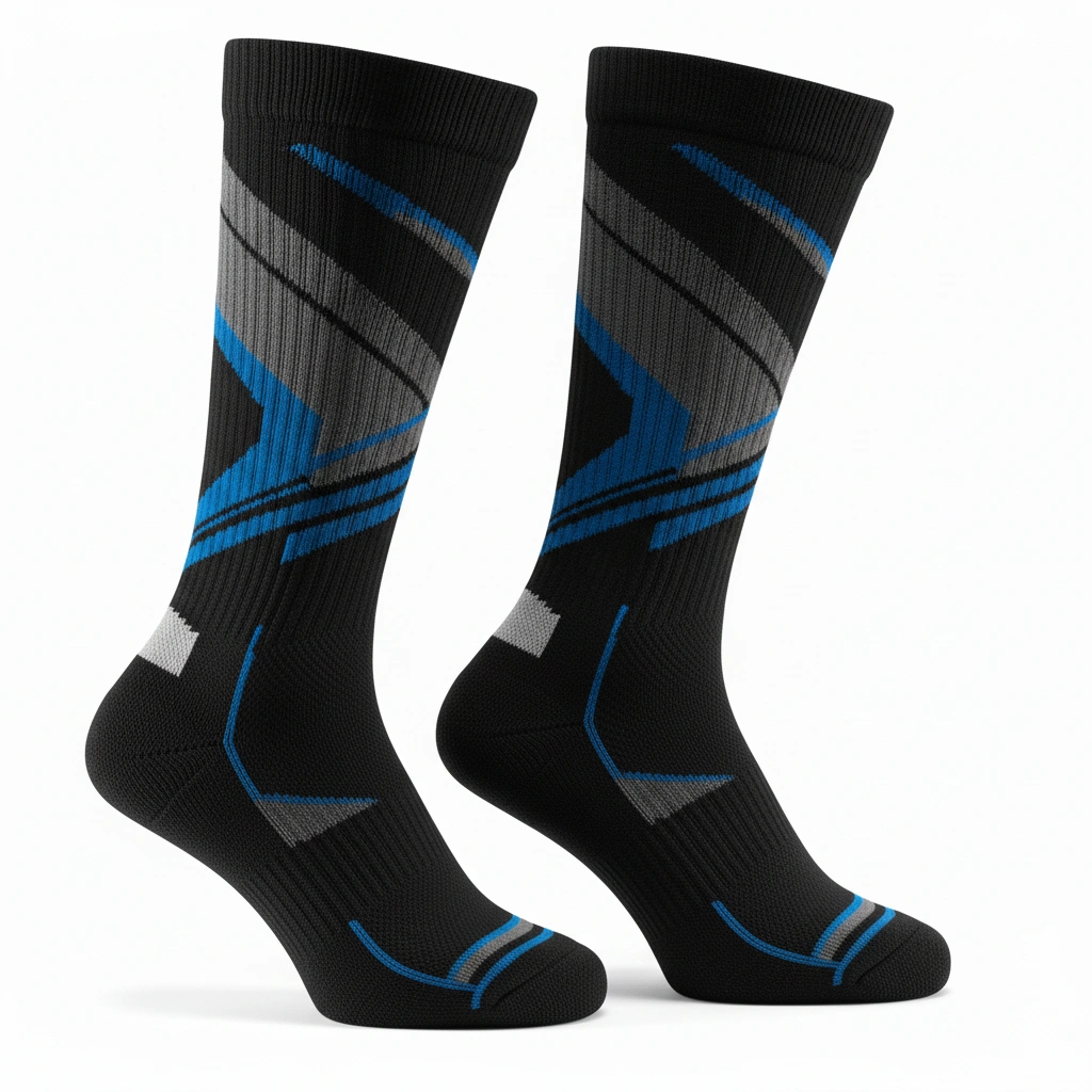 Performance Socks – Black GeoPulse 2 Performance socks in black GeoPulse design, athletic support wear for training and sports