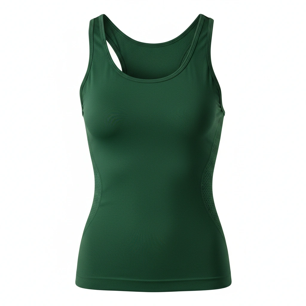 Women's Racerback Compression Tank – Deep Forest Green 1 Women’s racerback compression tank-top in deep forest green, athletic performance wear