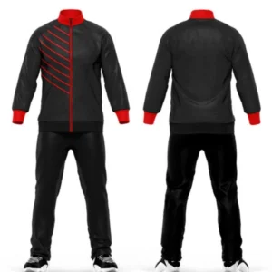 Wholesale men’s plain black polyester winter tracksuit, blank jogging suit set