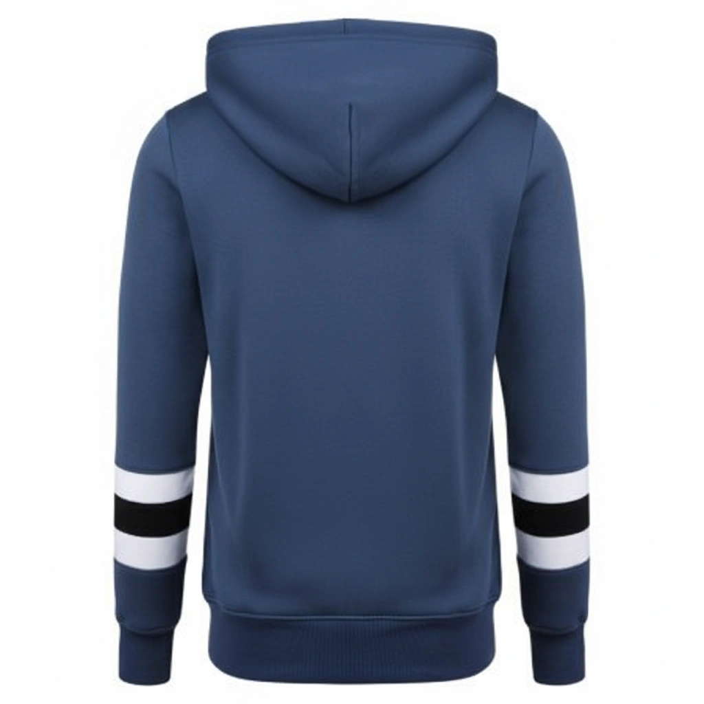Striker Blue Zip-Up Hoodie – Dual Stripe Edition 2 Blue casual hooded zip-up fleece hoodie
