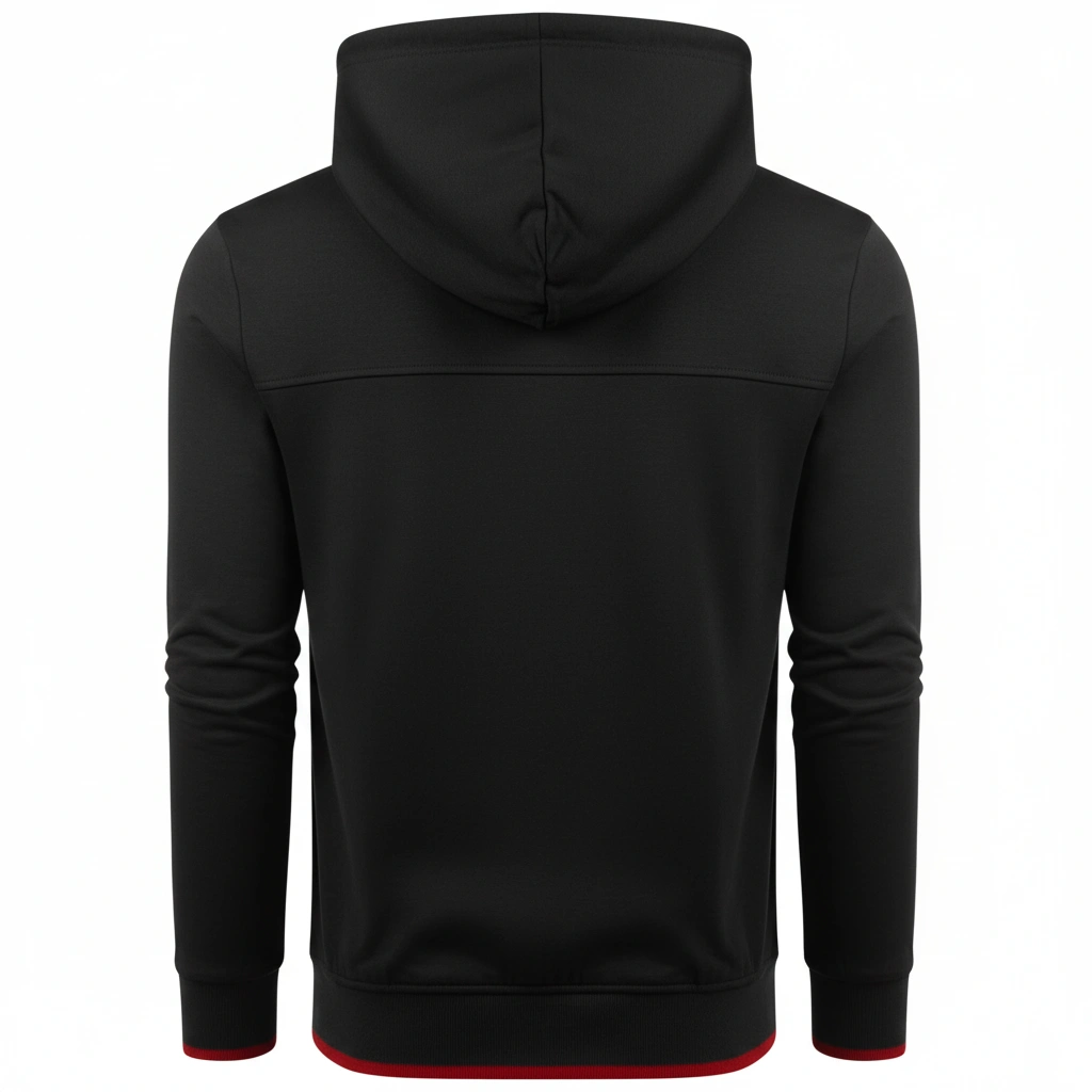 Midnight Edge Hoodie – Black Zip-Up with Red Trim 2 Black fashion casual hooded pullover with modern fit