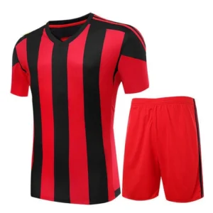 Pro striped hockey uniform in red and black Dip Wear design, professional athletic gear for players