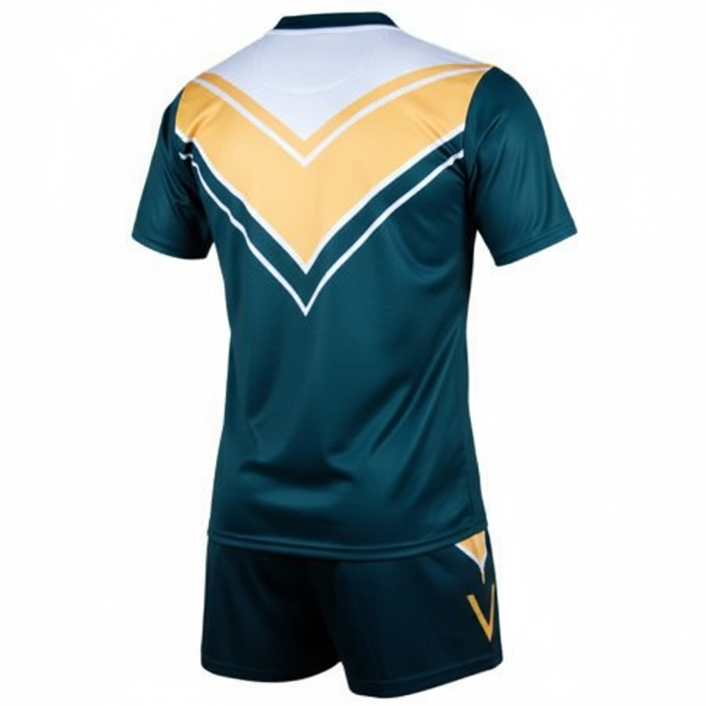 Chevron rugby uniform in dark green, yellow, and white Dip Wear design, professional athletic gear for players