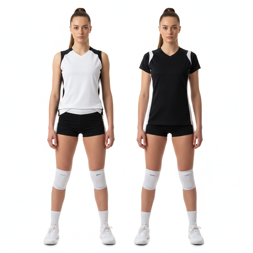 Women Volleyball Uniform set in black and white Dip Wear design, professional athletic gear for players