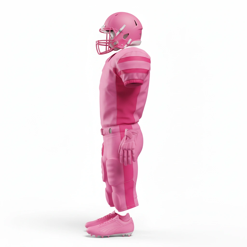 Pink American football uniform front view, full padded performance sportswear by Dip Wear