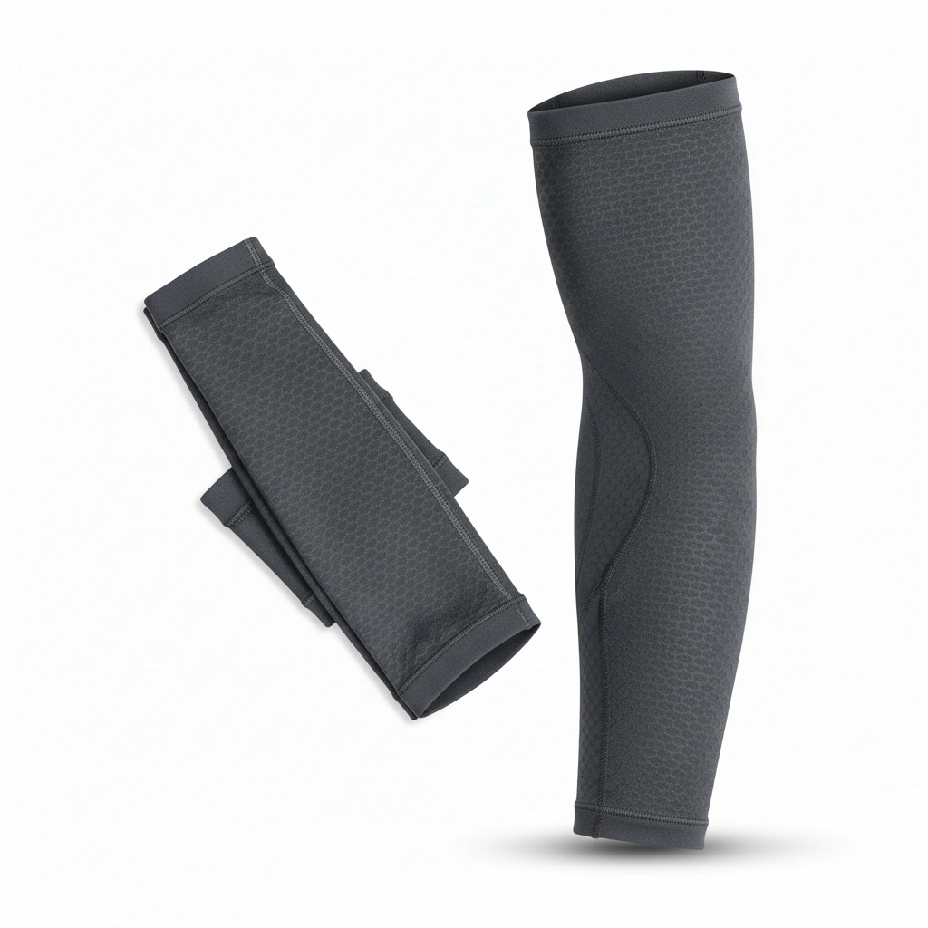 Full Arm Sleeves – Hex Pattern Dark Gray 1 Full Arm Sleeves with hex pattern in dark gray, athletic performance wear