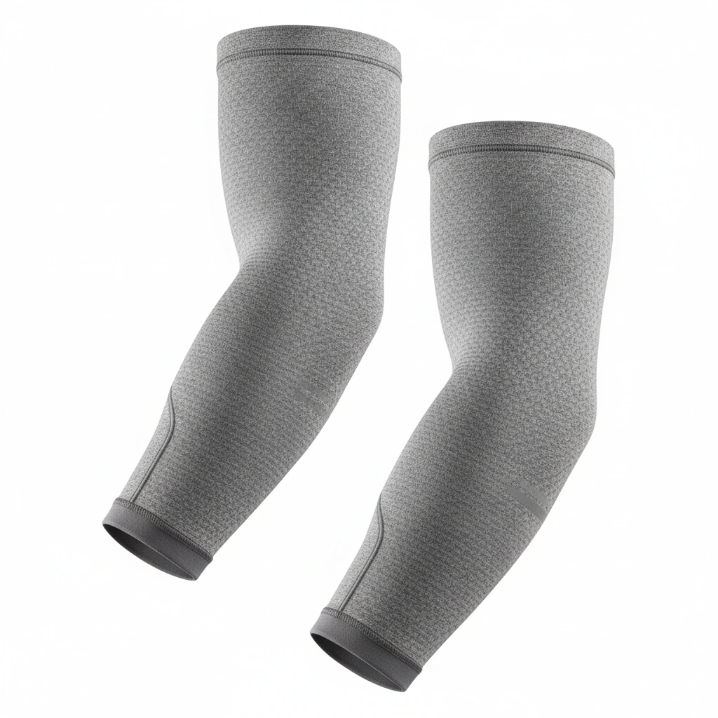 Compression Arm Sleeves – Twin Pack Gray & Navy 2 Compression arm sleeves twin pack in gray and navy, athletic performance wear for sports and training