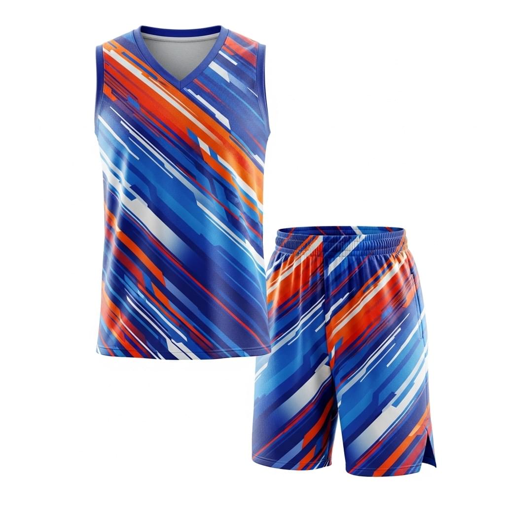 Basketball sublimation tracksuit set with modern design, durable polyester athletic wear