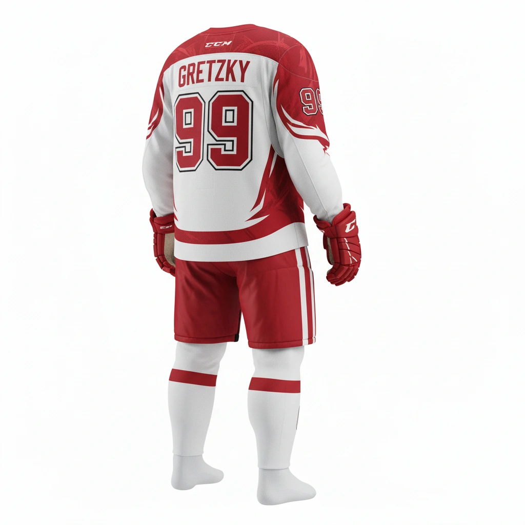 Ice Hockey Uniform – Red Wing 99 Edition 2 Ice hockey uniform RedWing 99 Edition in team colors, professional athletic gear for players