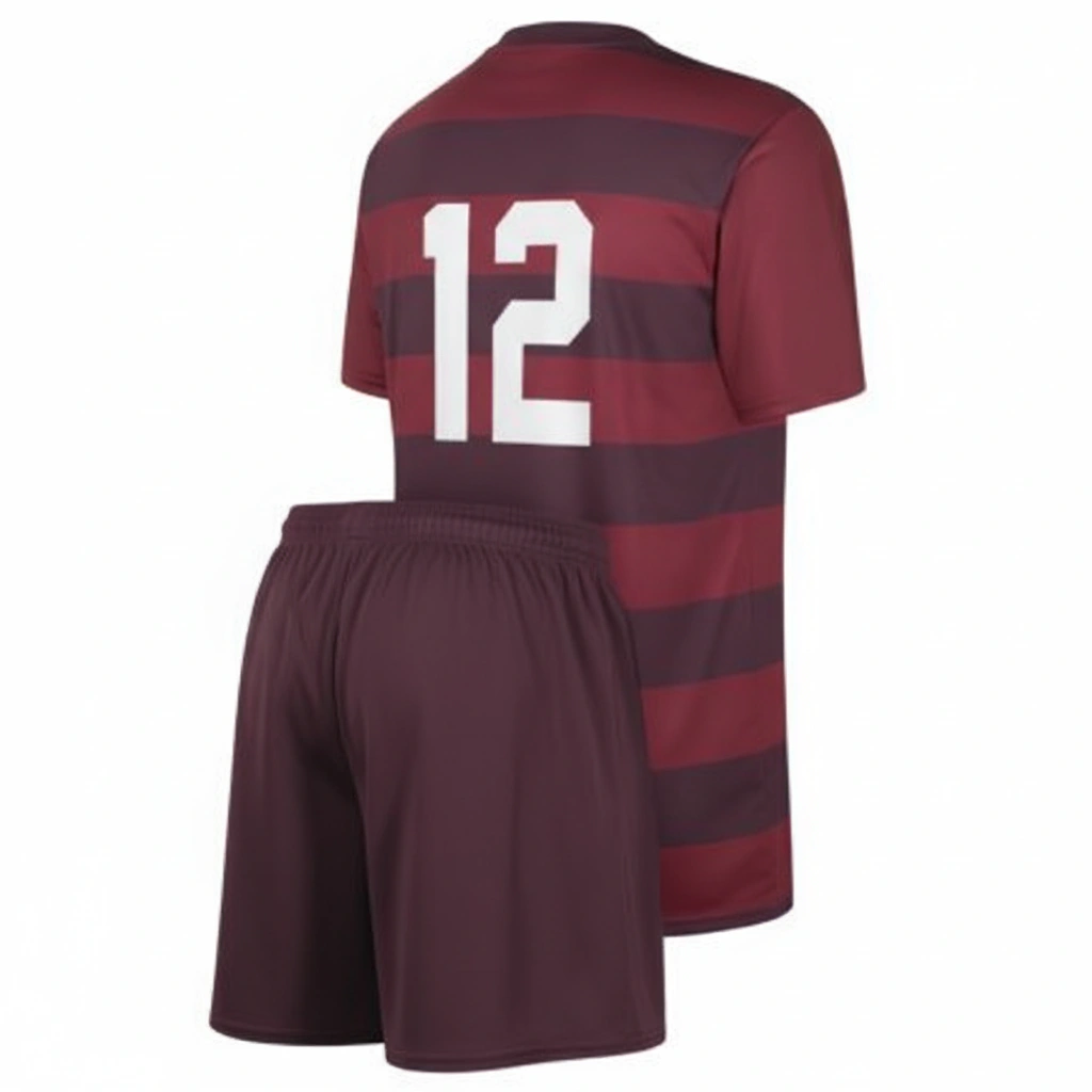 Striped football uniform in maroon and dark red Dip Wear design, professional athletic gear for players