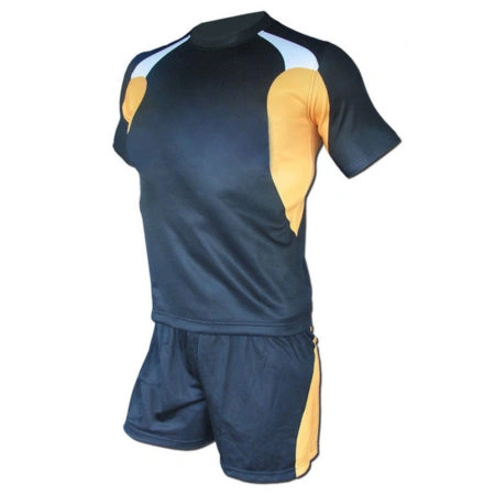 Strike Rugby Uniform – Green, Yellow & White Dip Wear 1 Strike rugby uniform in green, yellow, and white Dip Wear design, professional athletic gear for players