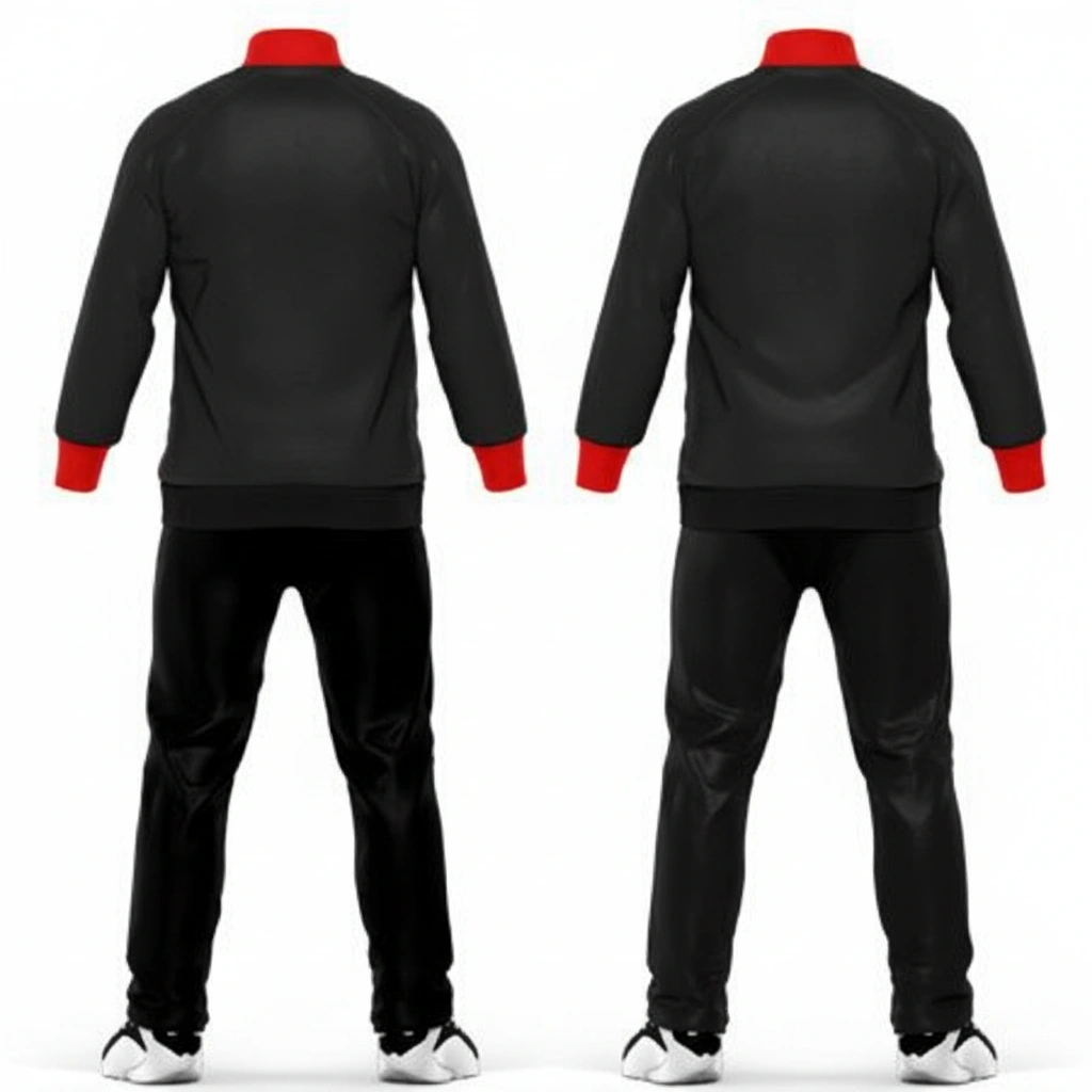 Wholesale men’s plain black polyester winter tracksuit, blank jogging suit set