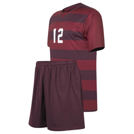 Striped football uniform Set in maroon and dark red Dip Wear design, professional athletic gear for players