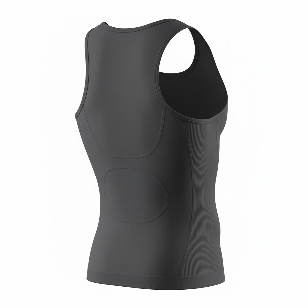 Women’s ribbed compression tank-top in charcoal gray, athletic performance wear