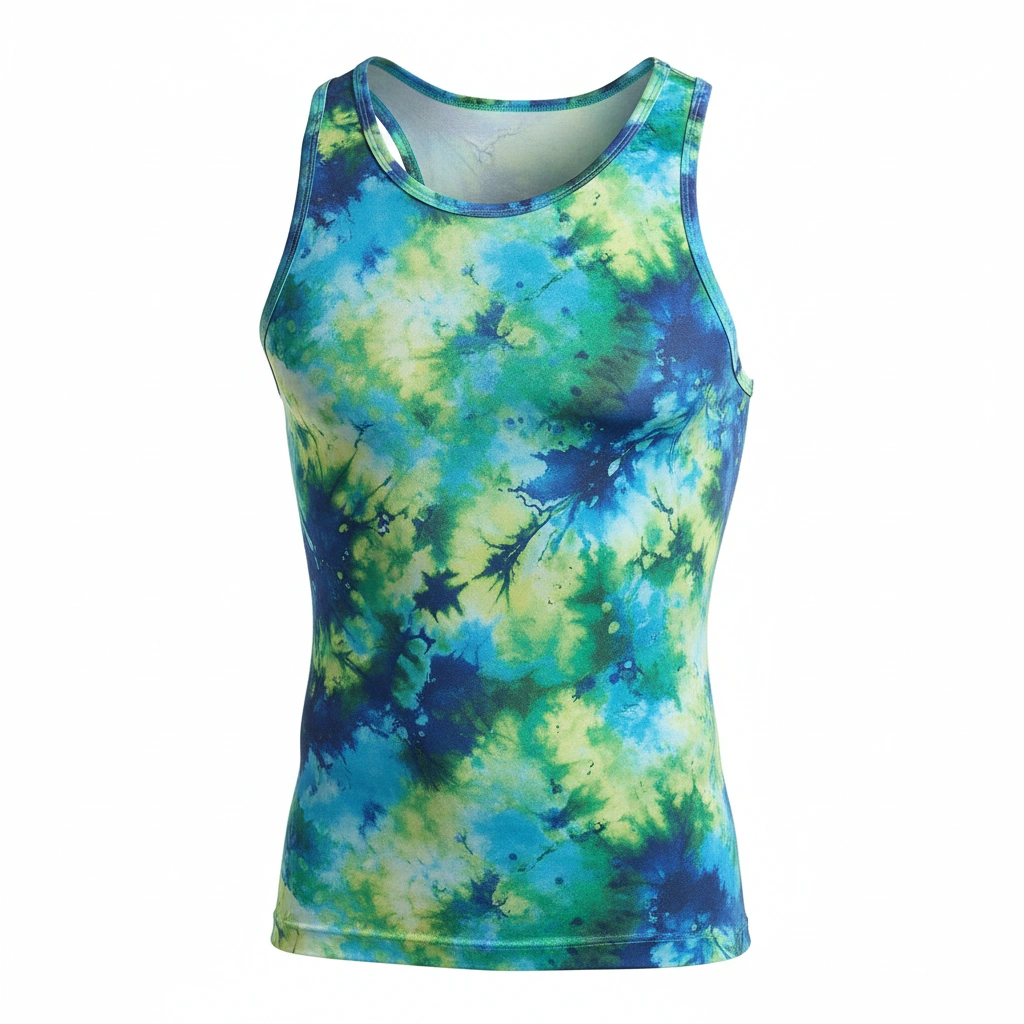 Women Compression Tank Top – Blue Green Splash 1 Women Compression Tank Top in blue and green splash design, athletic performance wear