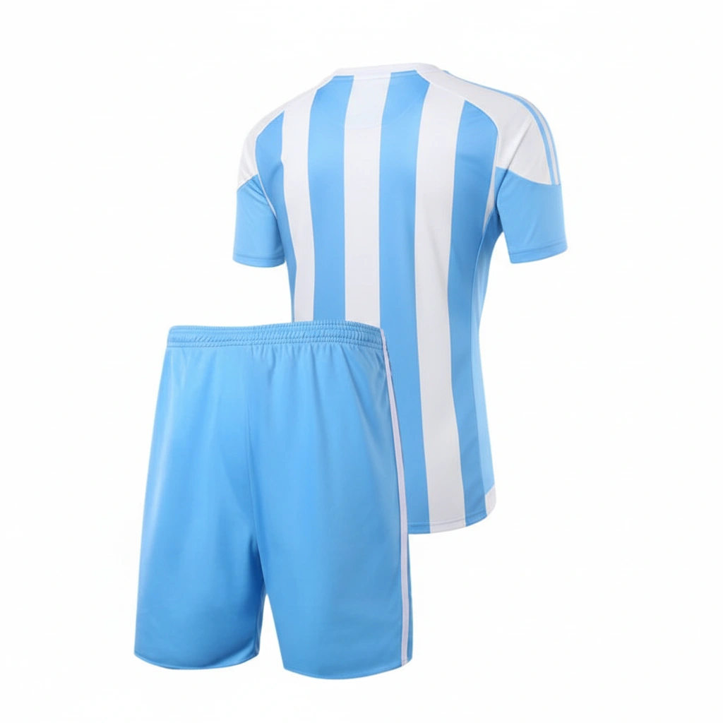 Striped football uniform in light blue and white Dip Wear design, professional athletic gear for players